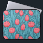 Capa Para Notebook Tulipas em azul e vermelho<br><div class="desc">Tulipas em padrão azul e vermelho,  sem costura</div>