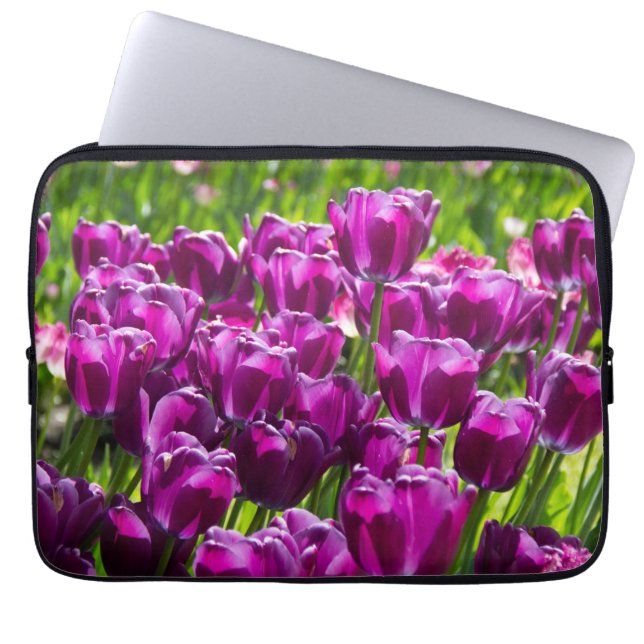 Capa Para Notebook Tulipas lilás brilhantes num dia ensolarado (Frente)