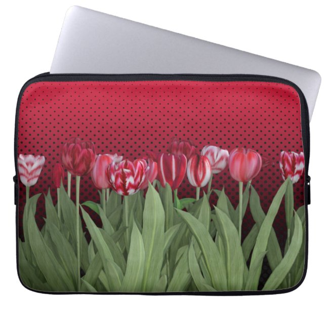 Capa Para Notebook Tulipas Vermelhas no Gradiente (Frente)