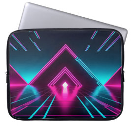 Capa Para Notebook Túnel de Pirâmide Neon Synthwave Ciberpunk Ilumina