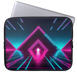 Capa Para Notebook Túnel de Pirâmide Neon Synthwave Ciberpunk Ilumina
