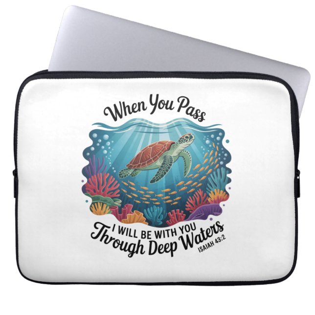 Capa Para Notebook Turle Quando Você Passa Por Águas Profundas (Frente)