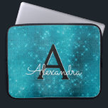 Capa Para Notebook Turquesa Azul Estrelas Estimulantes Monograma<br><div class="desc">Turquesa Blue Sparkle e Shimmer Elegante Monograma. Esse caso pode ser personalizado para incluir seu nome inicial e próprio.</div>