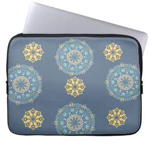 Capa Para Notebook Turquesa Azul Teal e Amarelo MandalaArt