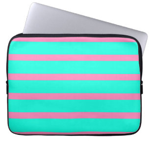 Capa Para Notebook Turquesa Azul-Verde-Cor-De-Pastel E Estrias Rosa