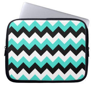 Capa Para Notebook Turquesa Chevron preto e branco