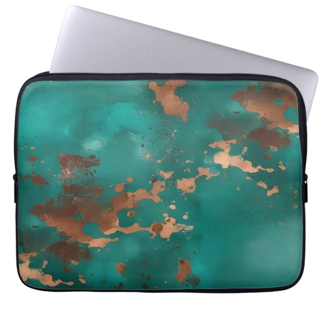 Capa Para Notebook Turquesa e Bronze (Frente)
