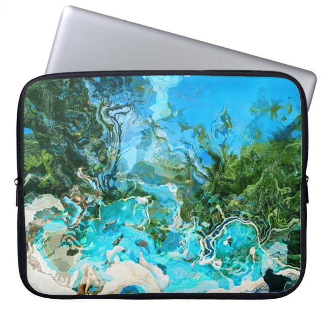 Capa Para Notebook Turquesa tropical Oceano Azul e algas verdes (Frente)