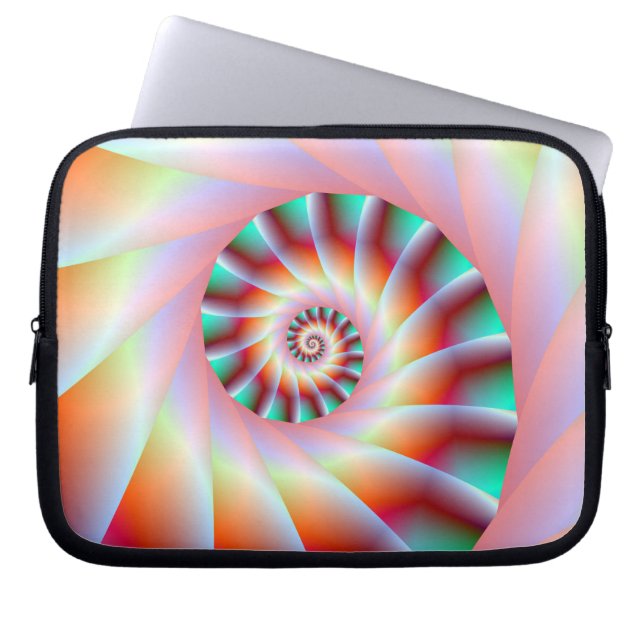 Capa Para Notebook Turquesa Vermelha e Etapas Espirais Rosa Bolsas de (Frente)