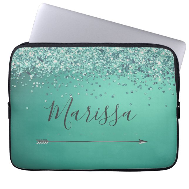 Capa Para Notebook Turquiose de Gliteria Chic Personalizada (Frente)