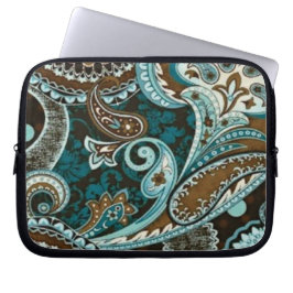 Capa Para Notebook Turquoise Brown Vintage Paisley