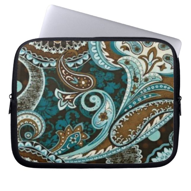 Capa Para Notebook Turquoise Brown Vintage Paisley (Frente)