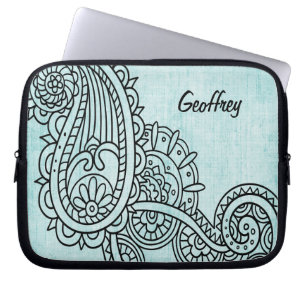 Capa Para Notebook Turquoise Mehndi Motif Bolsa de laptop