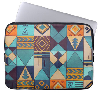 Capa Para Notebook Turquoise & Orange Patchwork Tote