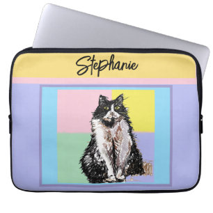 Capa Para Notebook Tuxedo Cat Pastel Cores Rosa Meninas Rosa Nome
