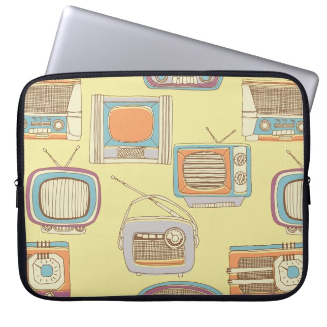 Capa Para Notebook Tv e rádio retrô. padrão sem falhas (Frente)
