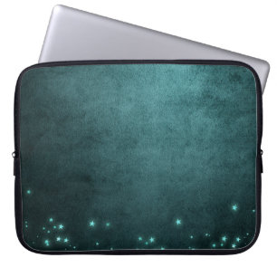 Capa Para Notebook Twilight Teal   Estrelas Verdes Profundas Aqua Neo