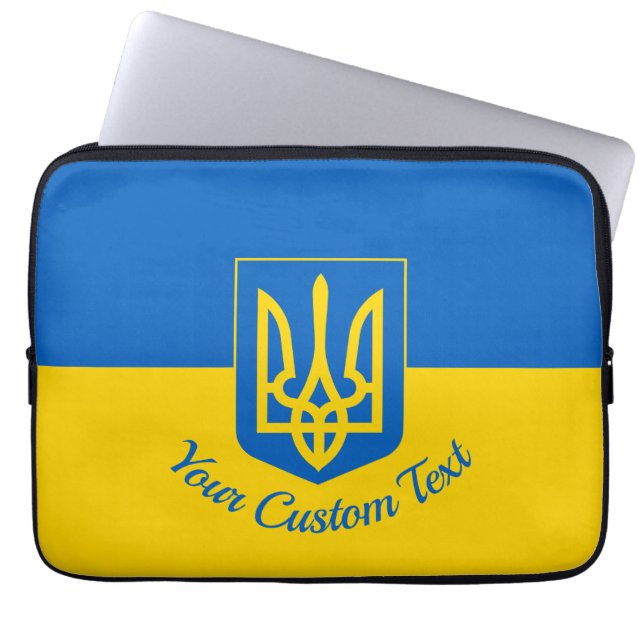 Capa Para Notebook Ukrainian flag with coat of arms and custom text (Frente)