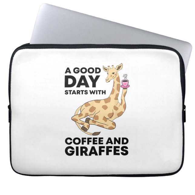 Capa Para Notebook Um Bom Dia Começa Com Café E Girafa Engraçado (Frente)