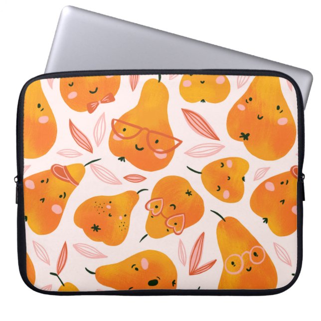 Capa Para Notebook Um bom padrão de verão sem costura com peras laran (Frente)