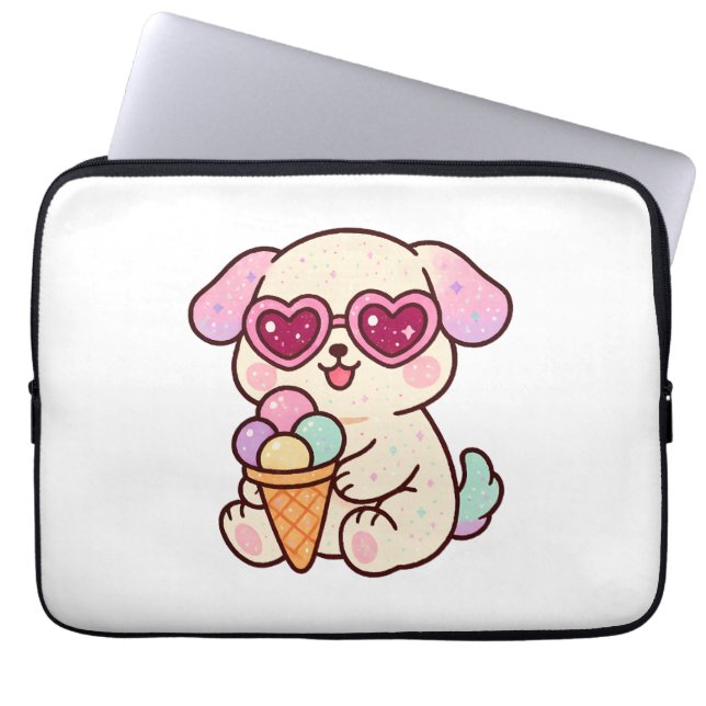 Capa Para Notebook Um cachorrinho com sorvete (Frente)