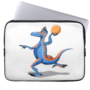 Capa Para Notebook Um Cartoon Iguanodon Jogando Basquete.