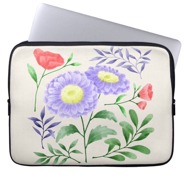 Capa Para Notebook Um conjunto de flores pintadas em aquarela (Frente)