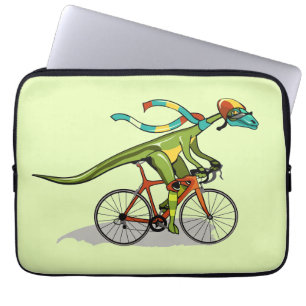 Capa Para Notebook Um Dinossauro Anabisetia Andando De Bicicleta.