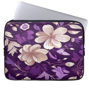 Capa Para Notebook Um padrão floral com fundo roxo