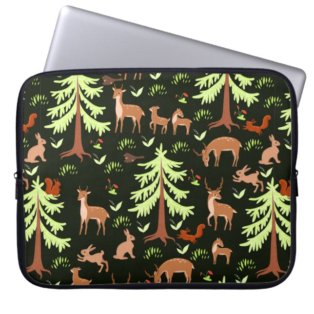 Capa Para Notebook Um padrão perfeito com veados na floresta. (Frente)