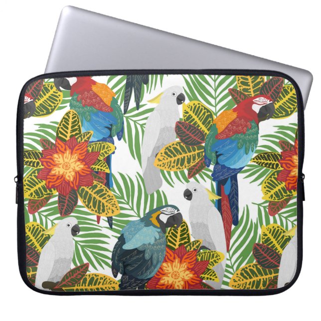 Capa Para Notebook Um padrão tropical perfeito com papagaios. (Frente)