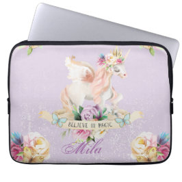 Capa Para Notebook Um unicórnio fofo com seu nome nele
