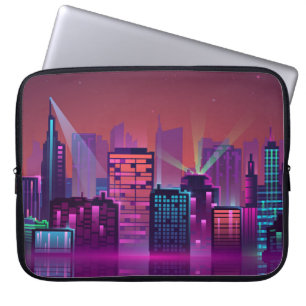 Capa Para Notebook Uma paisagem urbana colorida e brilhante. ilustraç