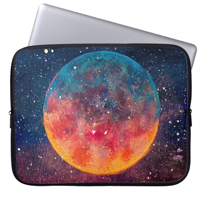 Capa Para Notebook Uma pintura a óleo fantástica, bela lua grande do  (Frente)