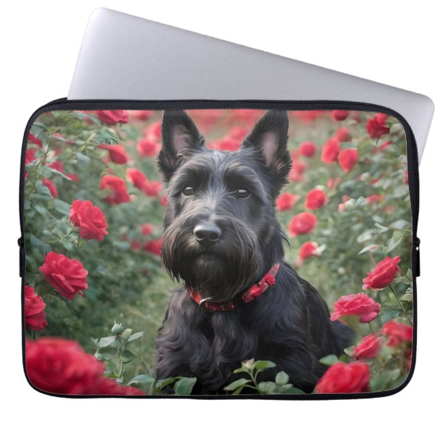Capa Para Notebook "Uma Rosa vermelha para o Black Scottish Terrier" (Frente)