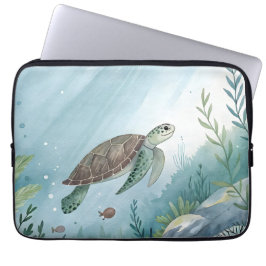 Capa Para Notebook Underwater world with turtle