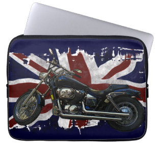 Capa Para Notebook União Patriótica Jack UK Union Flag & Motorcycle