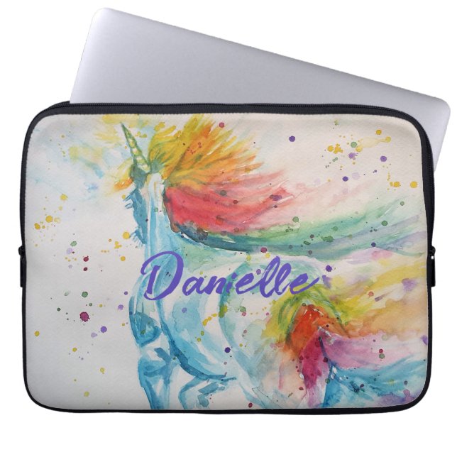 Capa Para Notebook Unicorn - Mola d'água pintando mochila Rainbow Gir (Frente)