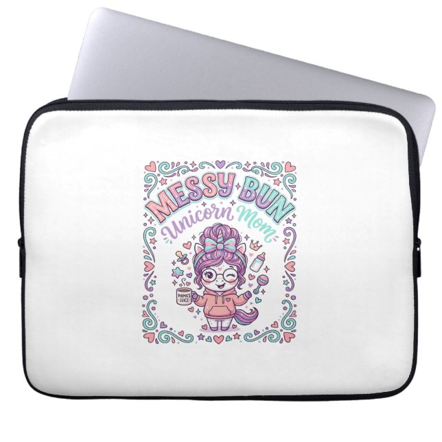 Capa Para Notebook Unicórnio Cabelo Desgrenhado Mãe de Unicórnio Gráf (Frente)