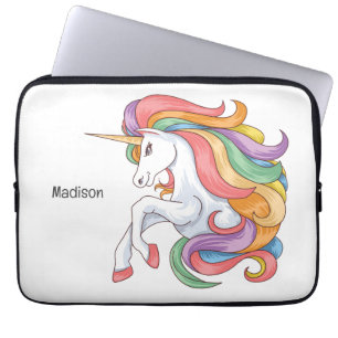 Capa Para Notebook Unicórnio Colorido de Nome Personalizado