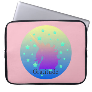 Capa Para Notebook Unicórnio de Ombre com gratitude da palavra