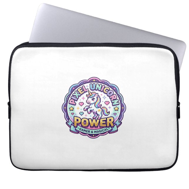Capa Para Notebook Unicórnio Pixel Unicórnio Poder POD Roupas Prontas (Frente)
