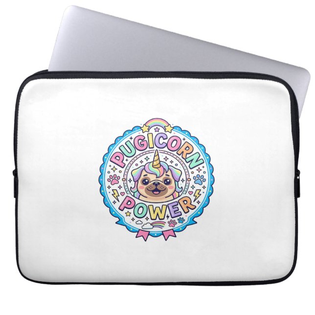 Capa Para Notebook Unicórnio Pugicorn Poder Divertido Presente Fofo D (Frente)