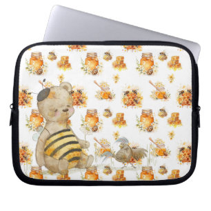 Capa Para Notebook ursinho de pelúcia e abelhas