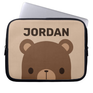 Capa Para Notebook Urso Castanho Bonito com Nome Personalizado