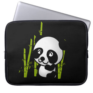 Capa Para Notebook Urso de panda feliz preto e branco bonito