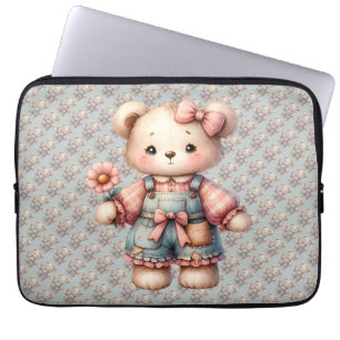 Capa Para Notebook Urso de Pastel, Segurando Sobremesas para Vestir F