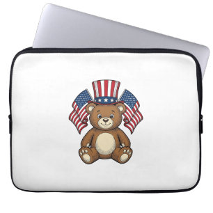 Capa Para Notebook Urso de pelúcia patriótico vintage design em vetor