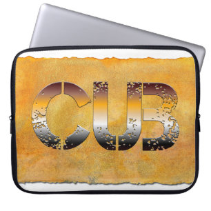 Capa Para Notebook Urso de SlipperyJoe com palavras douradas castanha