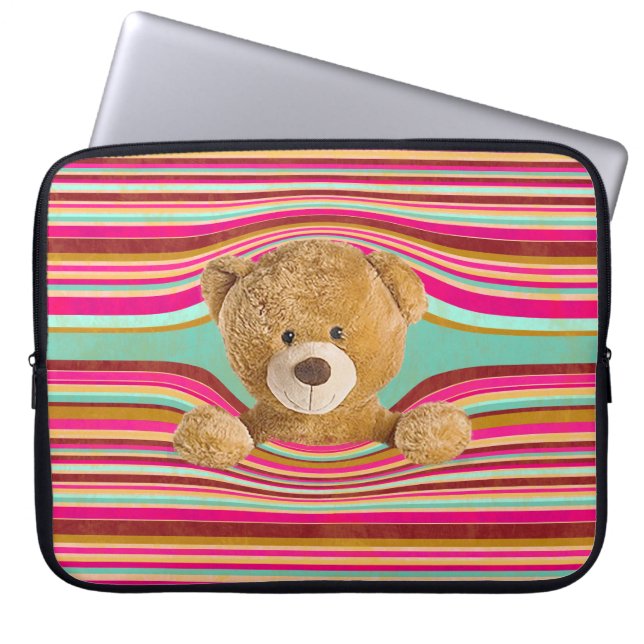Capa Para Notebook Urso De Teddy Em Estrias (Frente)